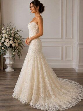 Essence Collection Ivory Strapless Embellished Wedding Gown